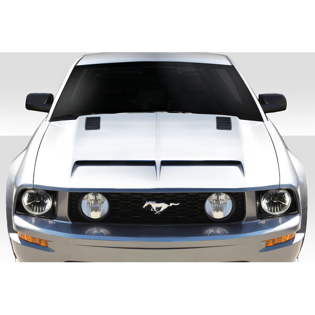 Modify your Ford Mustang 2005 with our Exterior/Hoods - Front view of a Ford Mustang hood