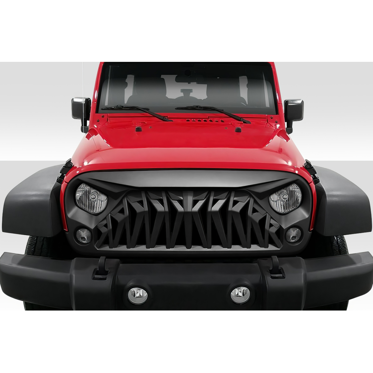 Modify your Jeep Wrangler 2007 with our Exterior/Grilles - Front view of vehicle with grille visible