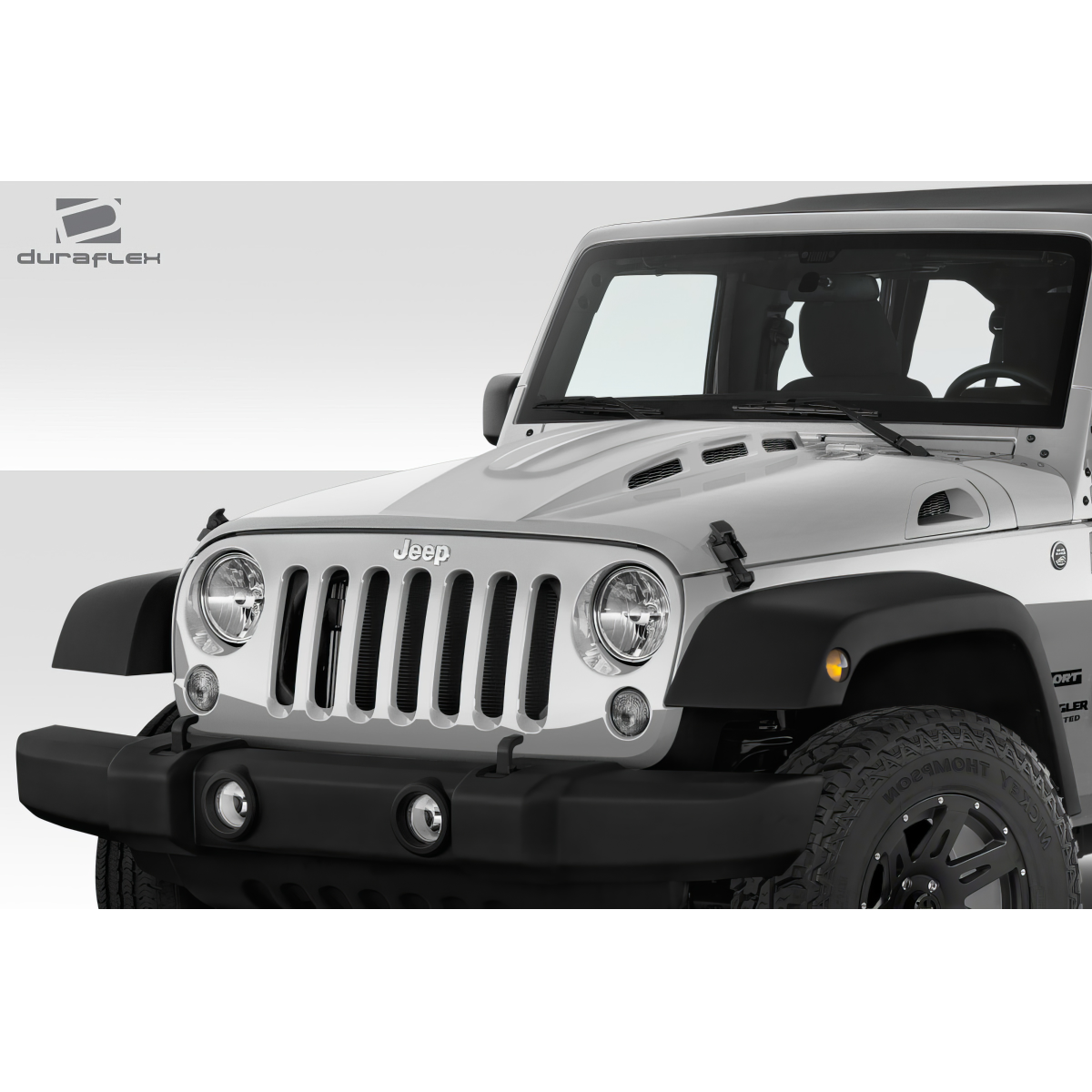 Modify your Jeep Wrangler 2007 with our Exterior/Hoods - Front view of hood at slight angle