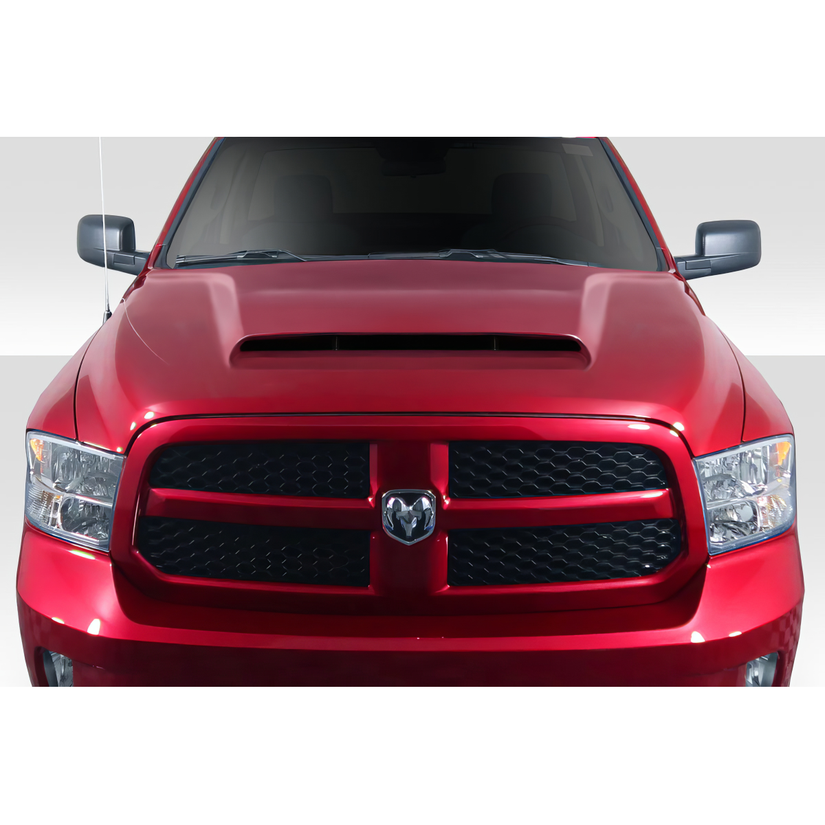 Modify your Dodge Ram 2009 with our Exterior/Hoods - Front view of the 2009 to 2018 Dodge Ram 1500