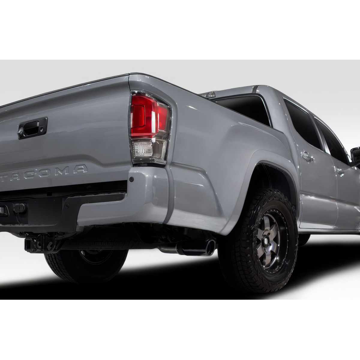 Modify your Toyota Tacoma 2016 with our Exterior/Side Skirts - Angle from rear quarter view looking slightly upward