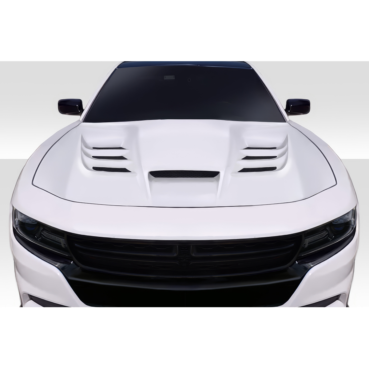 Modify your Dodge Charger 2015 with our Exterior/Hoods - Front view of the hood at a straight angle