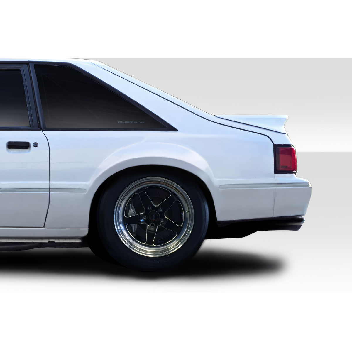 Modify your Ford Mustang 1979 with our Exterior/Fenders - Side profile angle of a white mustang