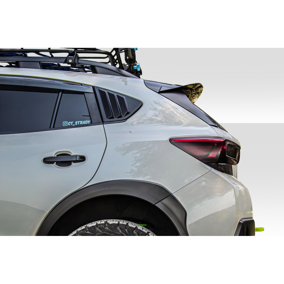 Modify your Subaru Crosstrek 2018 with our Exterior/Scoops - Corner view of the rear window scoops