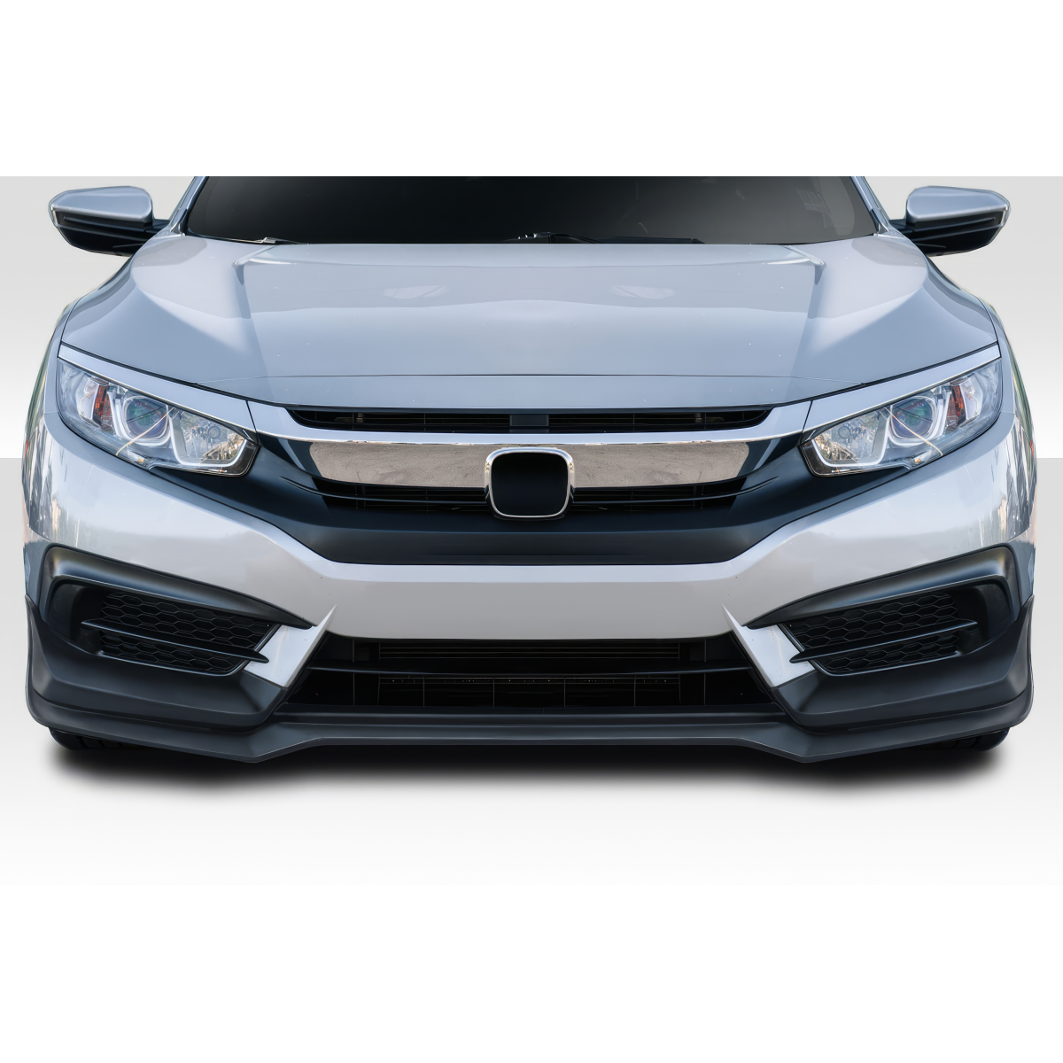 Modify your Honda Civic 2016 with our Exterior/Front Lips - Frontal view of automotive front lip spoiler