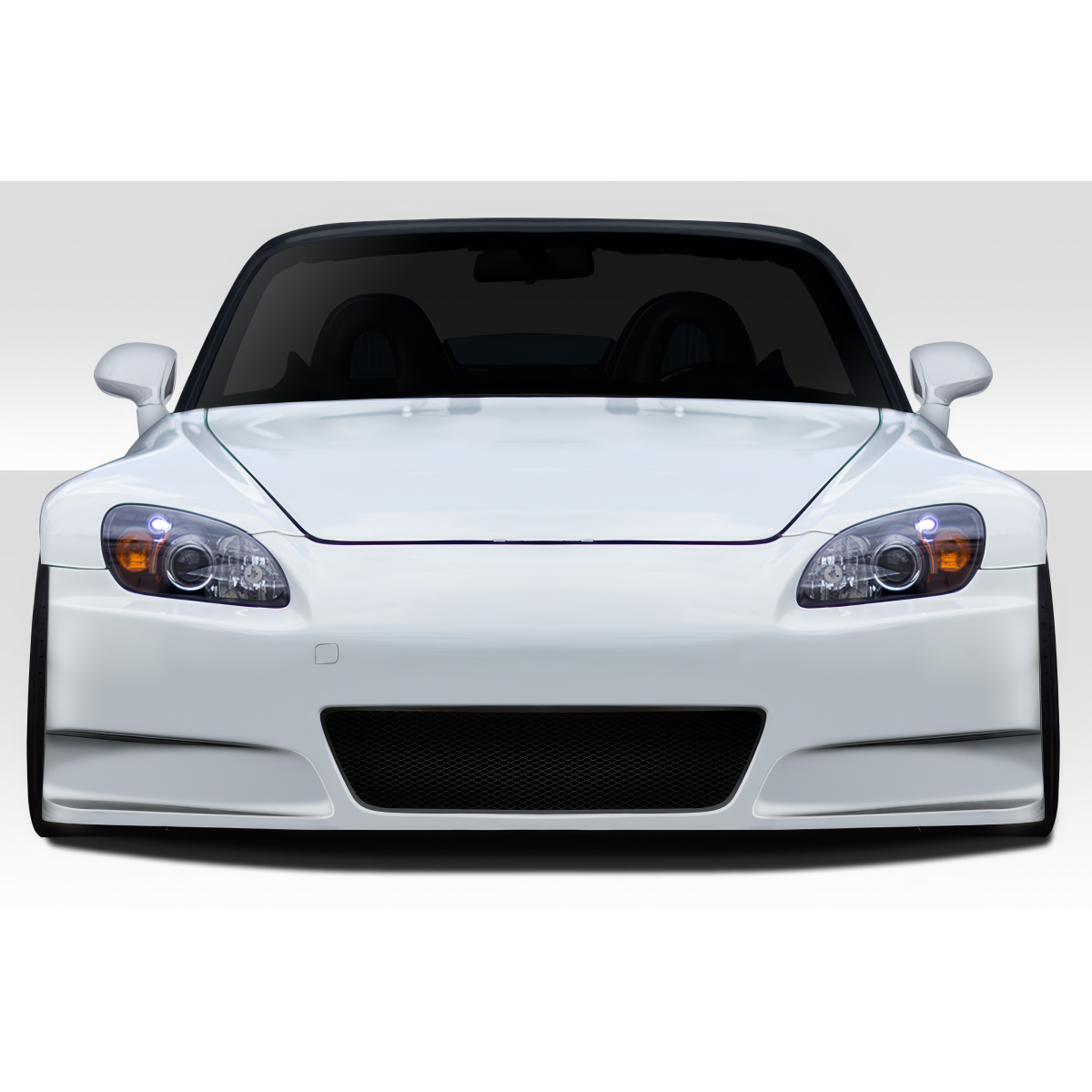 Modify your Honda S2000 2000 with our Exterior/Front Bumpers or Lips - Front view of the vehicle at a head-on angle