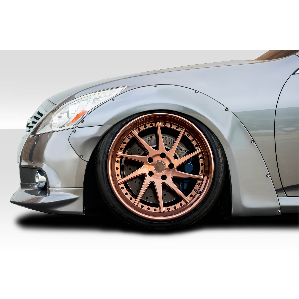 Modify your Infiniti G37 2008 with our Exterior/Fenders - Side angle view of fender and wheel