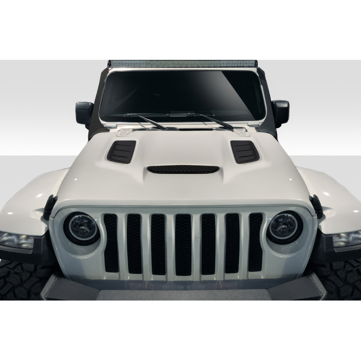 Modify your Jeep Gladiator 2018 with our Exterior/Hoods - Front view angle of a Jeep Gladiator hood