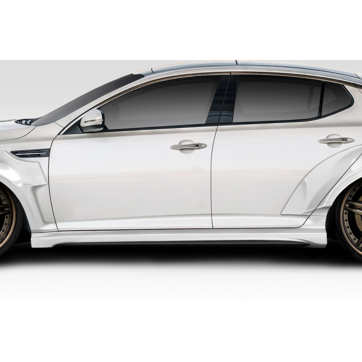 Modify your KIA Optima 2011 with our Exterior/Side Skirts - Side view angle of vehicle part with clear profile