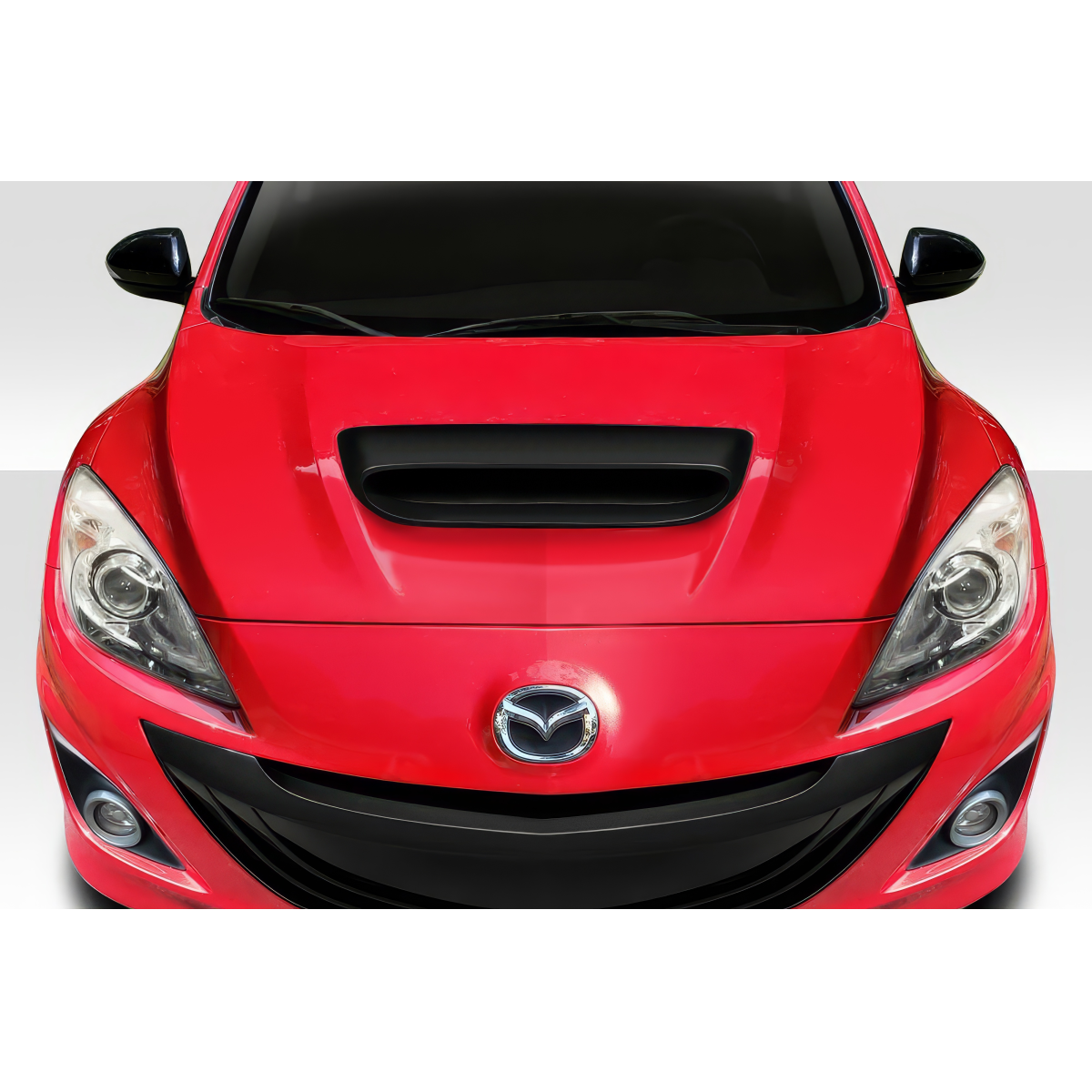 Modify your Mazda 3 2010 with our Exterior/Hoods - Top down view of car hood at slight angle