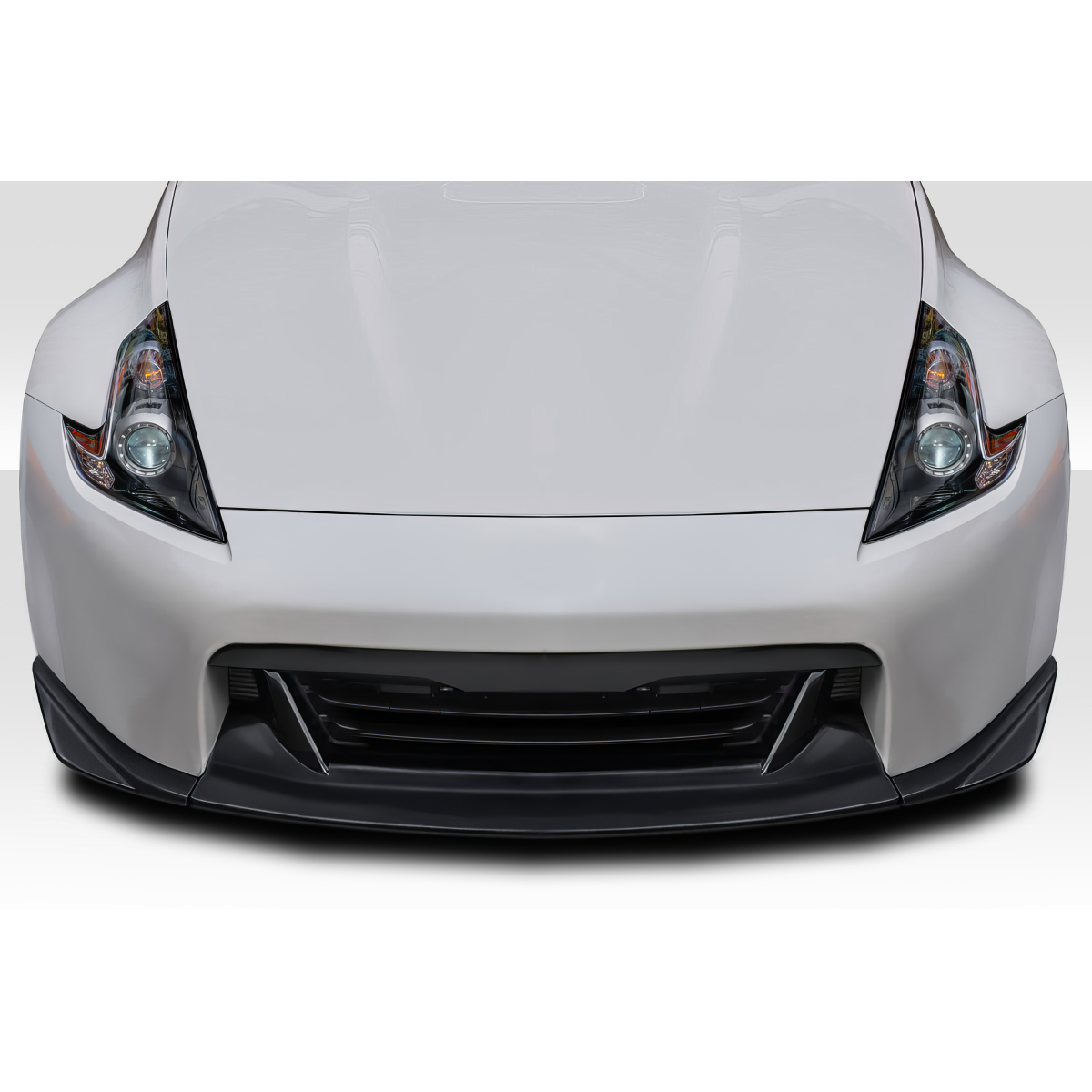 Modify your Nissan 370Z 2009 with our Exterior/Front Bumpers or Lips - Front angle of a Nissan 370Z seen head on