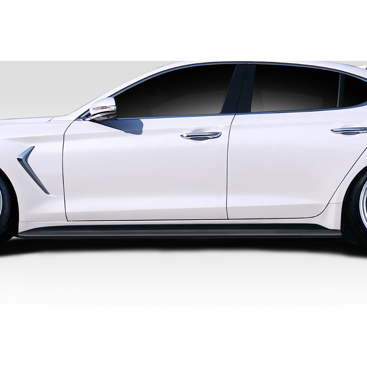 Modify your Genesis G70 2019 with our Exterior/Side Skirts - Side view angle of vehicle showing side skirts