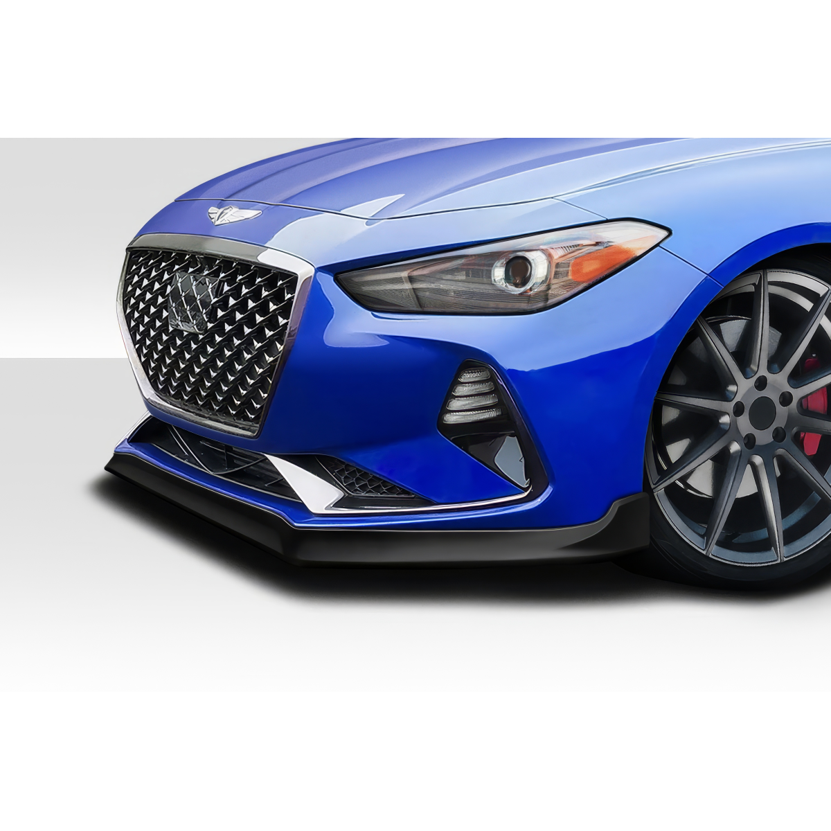 Modify your Genesis G70 2019 with our Exterior/Front Bumpers or Lips - Front view of bumper lip at a low angle