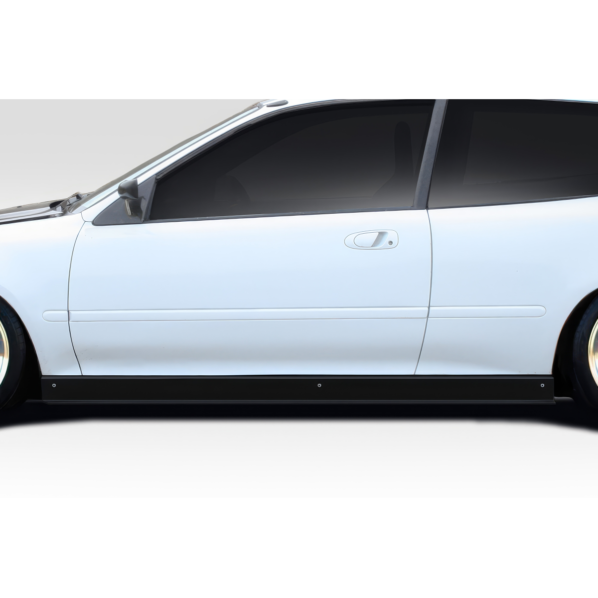 Modify your Honda Civic 1992 with our Exterior/Side Skirts - Side view angle showing side skirt attachment