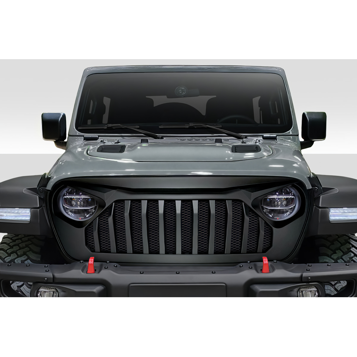 Modify your Jeep Gladiator 2019 with our Exterior/Grilles - Front view of vehicle at eye level