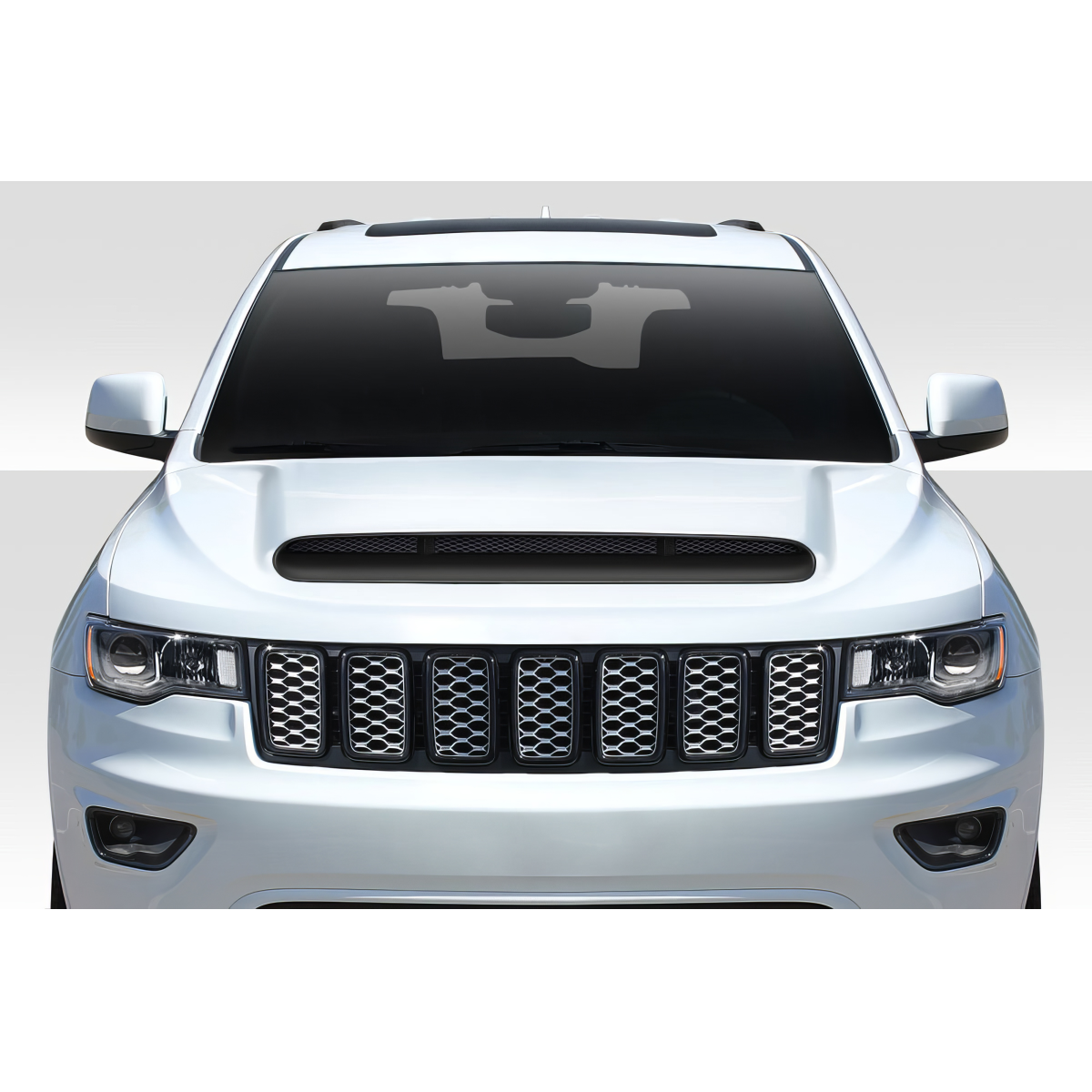 Modify your Jeep Cherokee 2011 with our Exterior/Hoods - Front view of vehicle part showing hood design