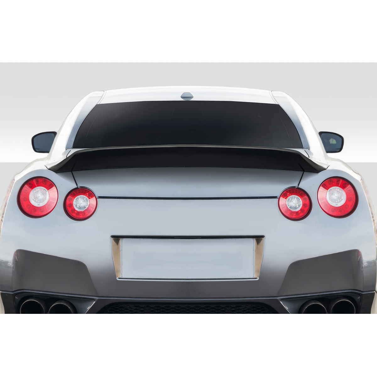 Modify your Nissan GT-R 2009 with our Exterior/Wings - Rear view of the vehicle at a straight angle