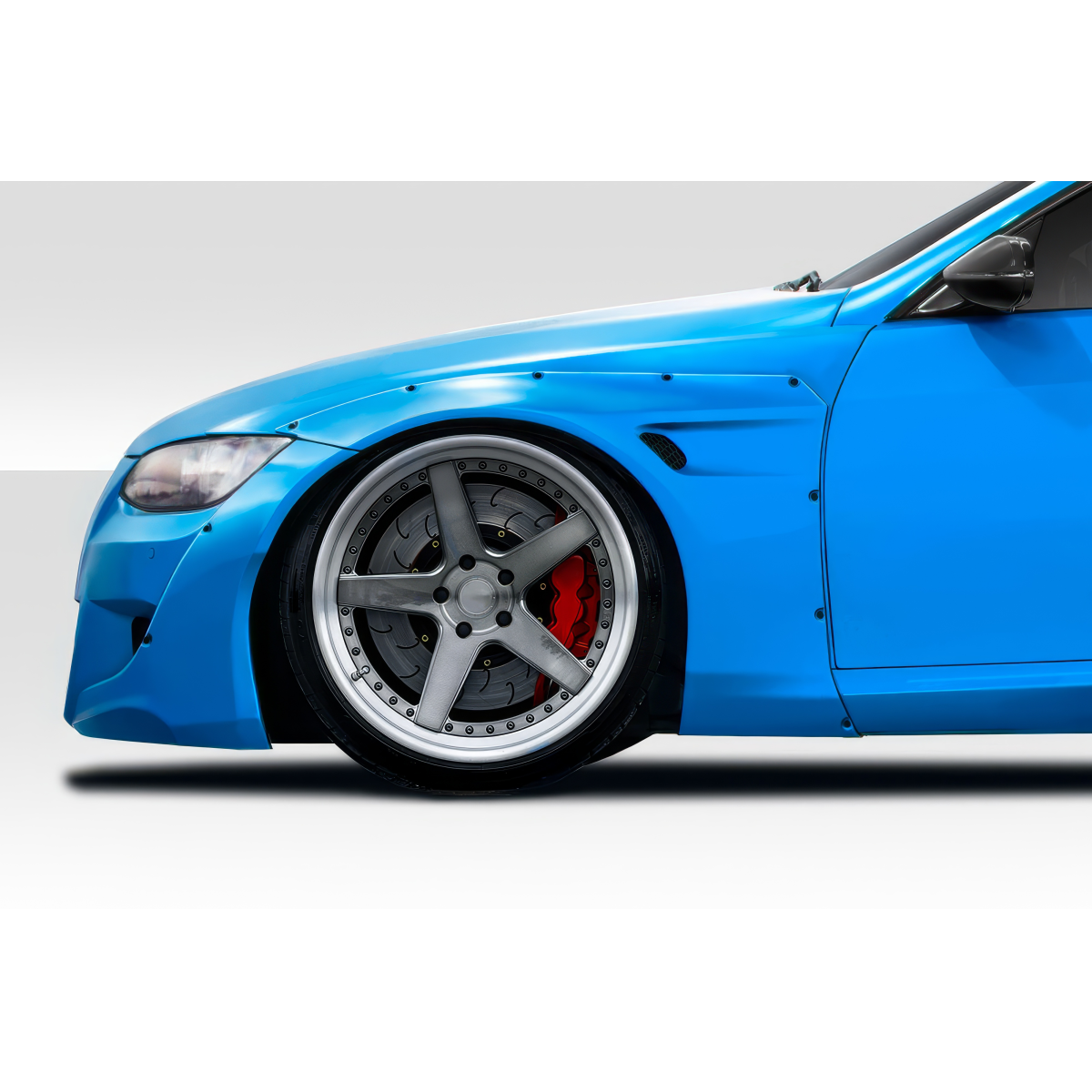 Modify your BMW 3-Series 2007 with our Exterior/Fenders - Side angle of a blue BMW 3 Series fender