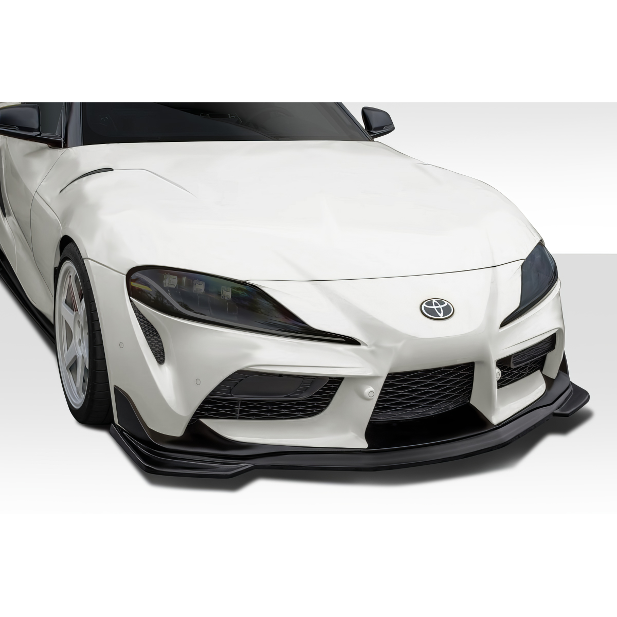 Modify your Toyota Supra 2019 with our Exterior/Front Bumpers or Lips - Front angle view of front lip spoiler installed