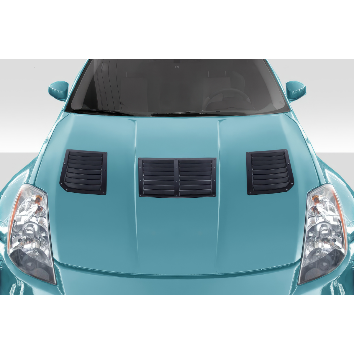 Modify your Nissan 350Z 2003 with our Exterior/Hoods - Top down view of the hood with vents