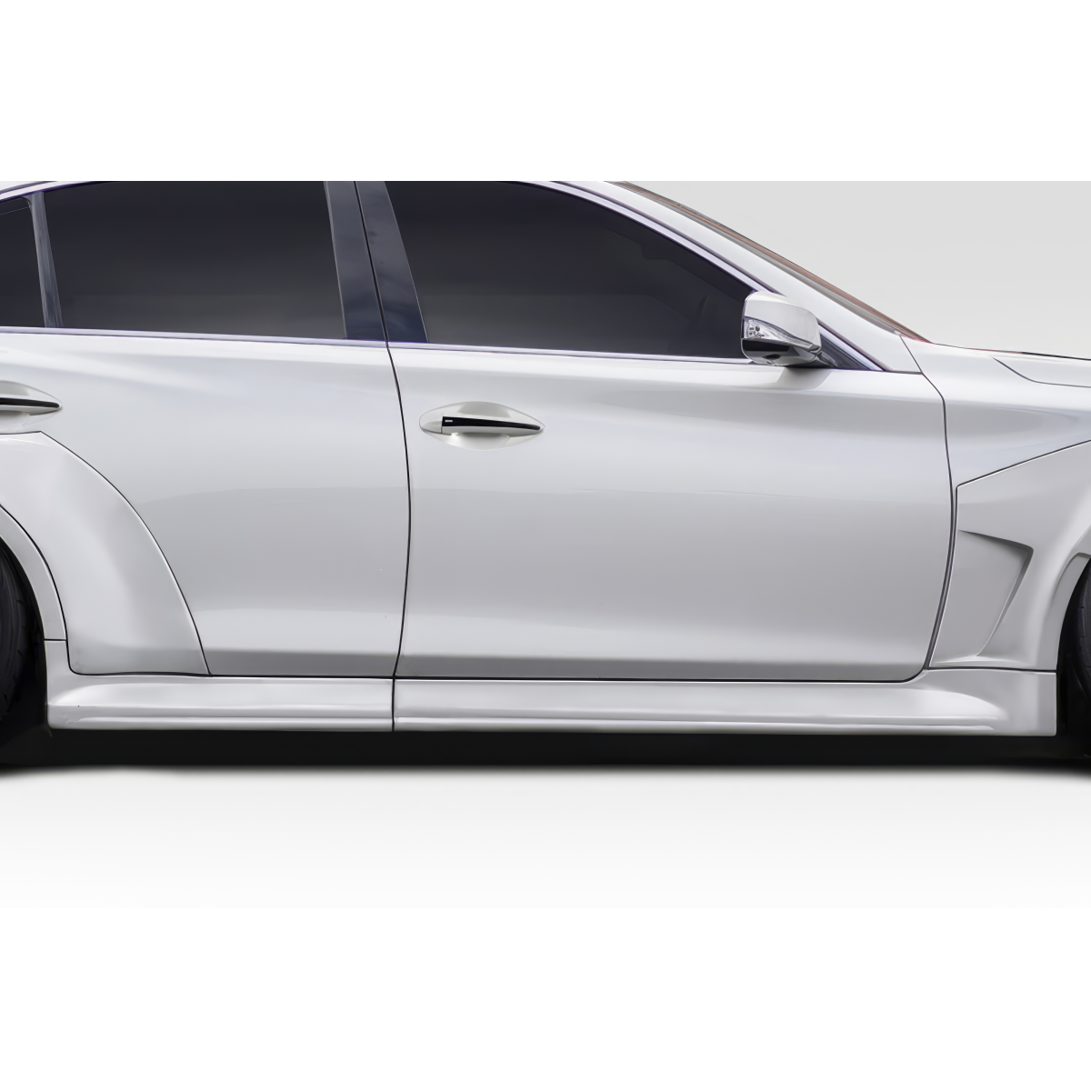 Modify your Infiniti Q50 2014 with our Exterior/Side Skirts - Side view of vehicle at a slight angle