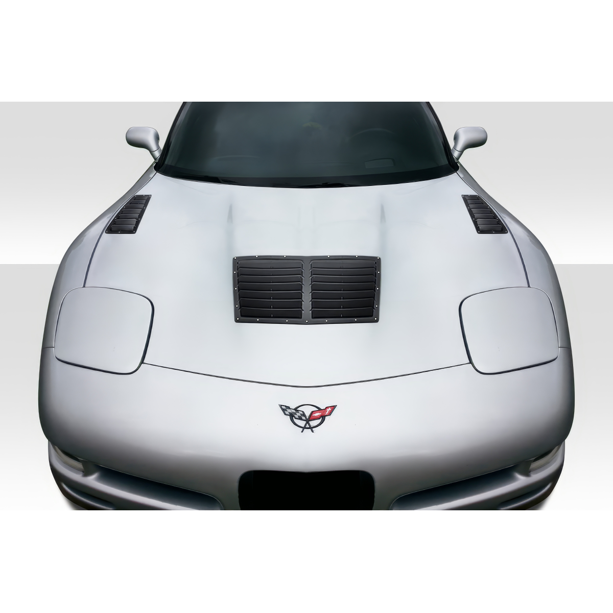 Modify your Chevrolet Corvette 1997 with our Exterior/Hoods - Front view showing hood ventilating design