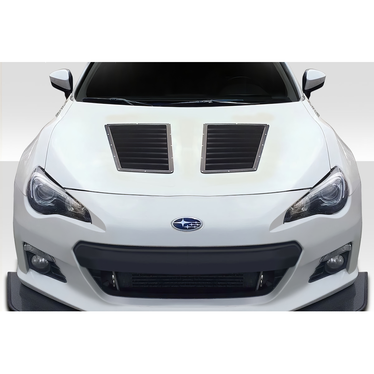 Modify your Subaru BRZ 2013 with our Exterior/Hoods - Front view angle of the vehicle hood and vents