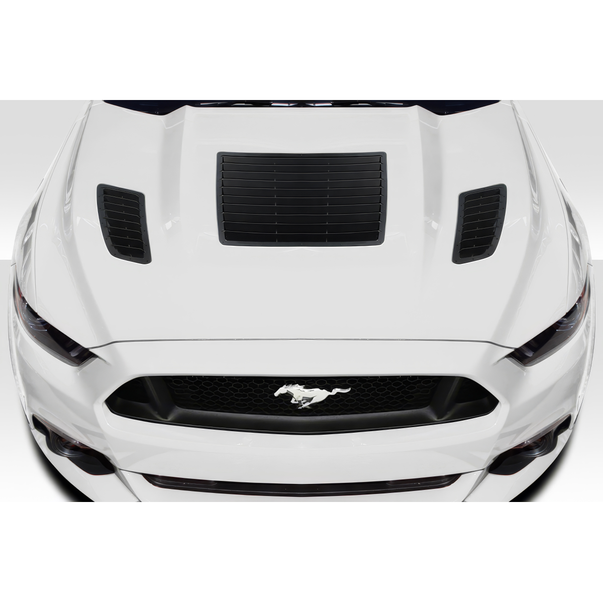 Modify your Ford Mustang 2015 with our Exterior/Hoods - Top down view of vehicle hood at a slight angle