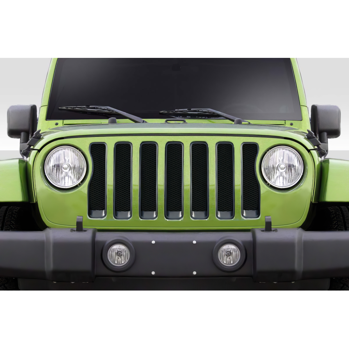 Modify your Jeep Wrangler 2007 with our Exterior/Grilles - Front view showing grill of Jeep Wrangler