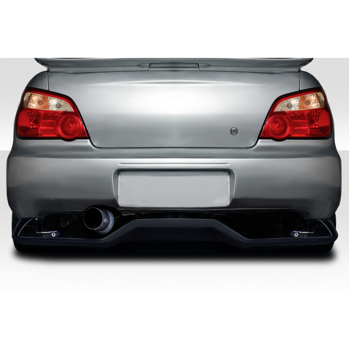 Modify your Subaru Impreza 2002 with our Exterior/Diffusers - Rear view angle showing the diffuser and exhaust