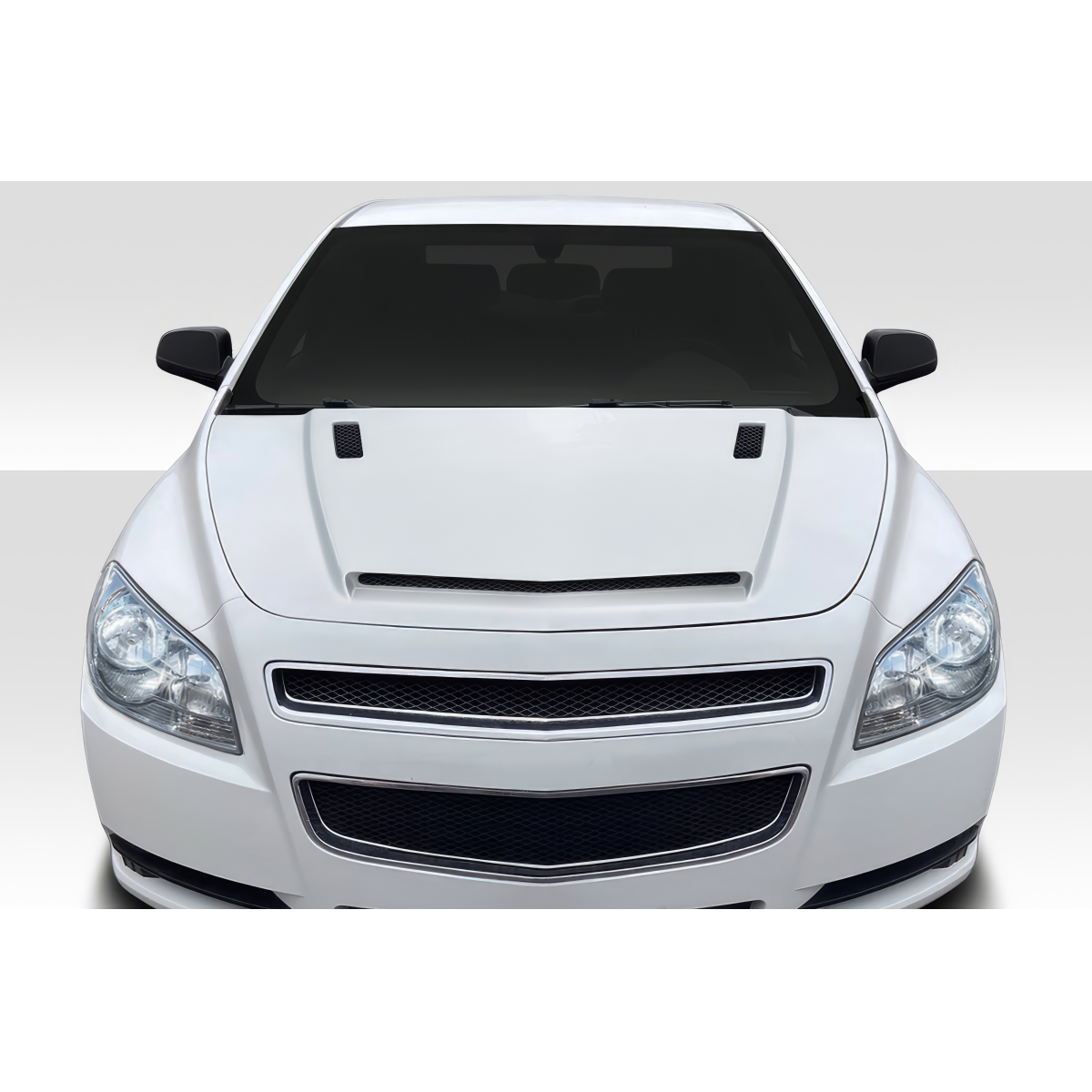 Modify your Chevrolet Malibu 2008 with our Exterior/Hoods - Front view of car hood at eye level