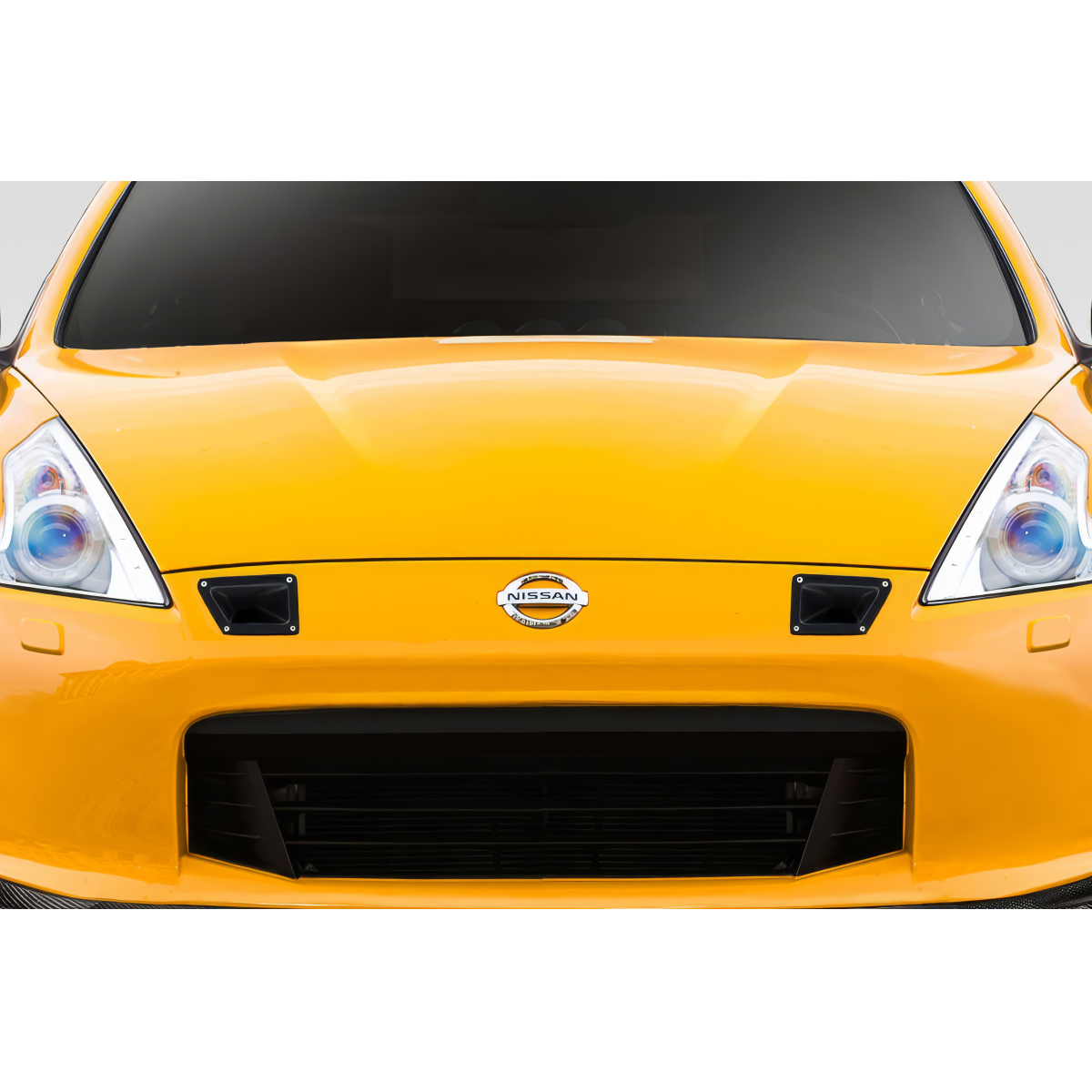 Modify your Nissan 370Z 2009 with our Exterior/Front Bumpers or Lips - Frontal view of Nissan 370Z showing bumper vents