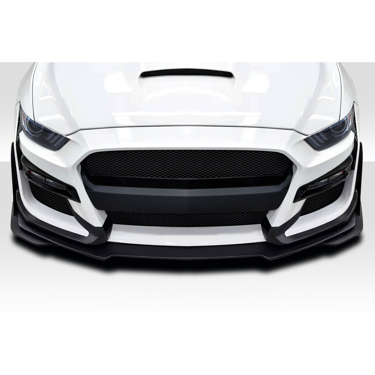 Modify your Ford Mustang 2015 with our Exterior/Front Bumpers or Lips - Front view of the vehicle at a low angle