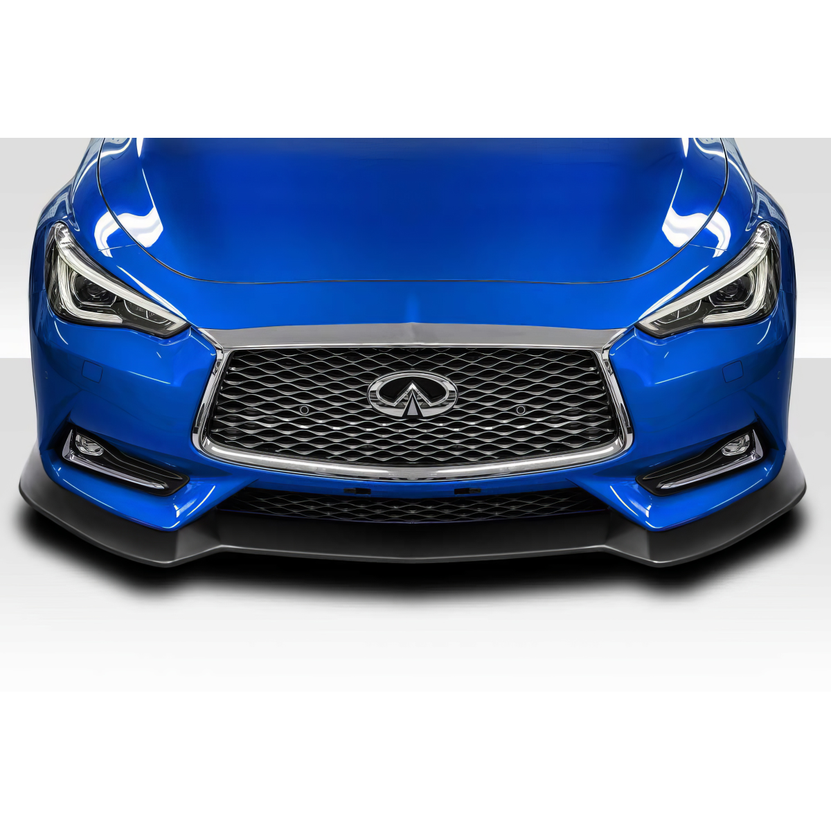 Modify your Infiniti Q60 2017 with our Exterior/Front Bumpers or Lips - Front view of a blue Infiniti Q60