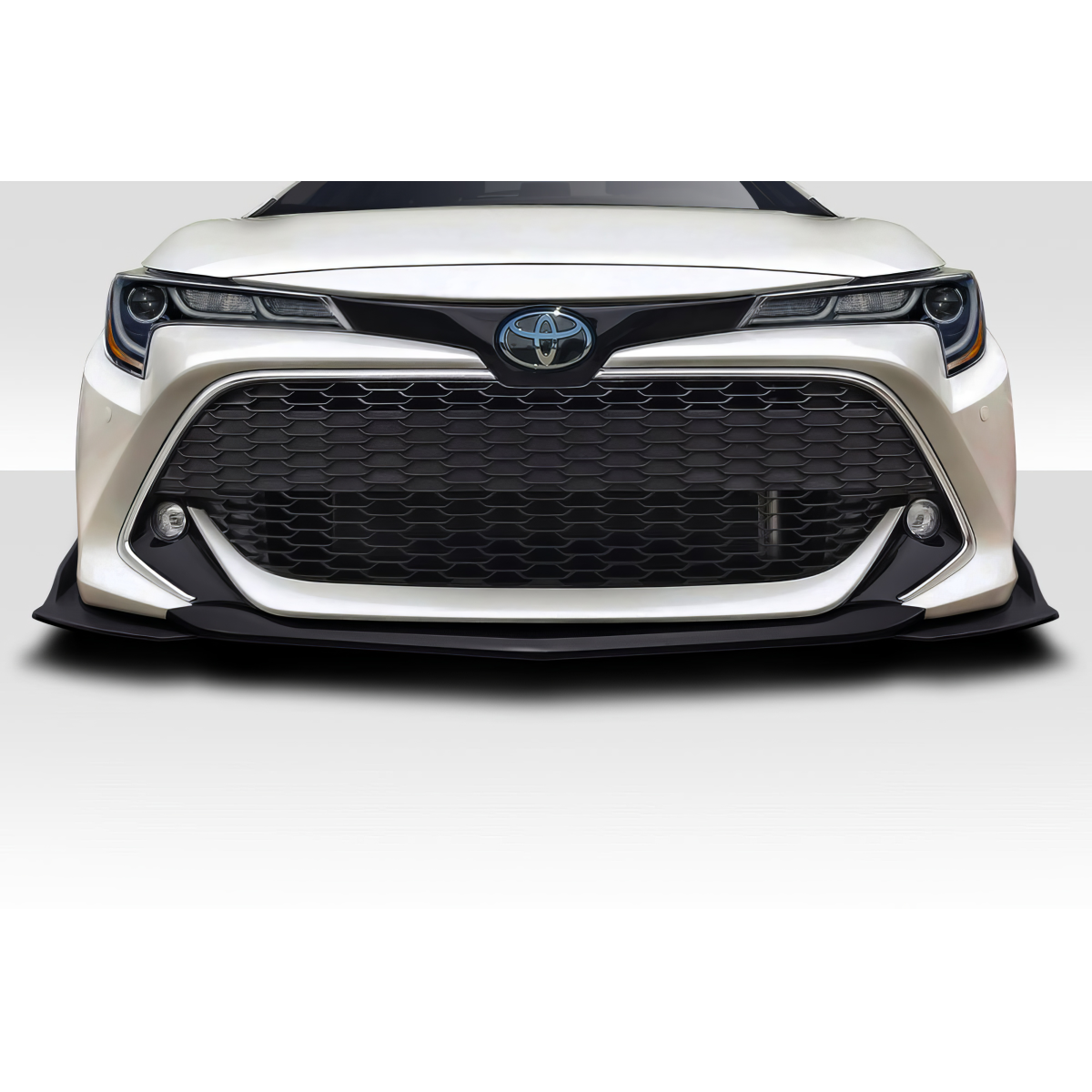 Modify your Toyota Corolla 2019 with our Exterior/Front Bumpers or Lips - Front view at a straight angle showing lip design