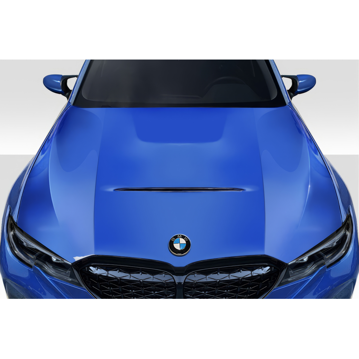 Modify your BMW 3-Series 2019 with our Exterior/Hoods - View is from directly above the car hood