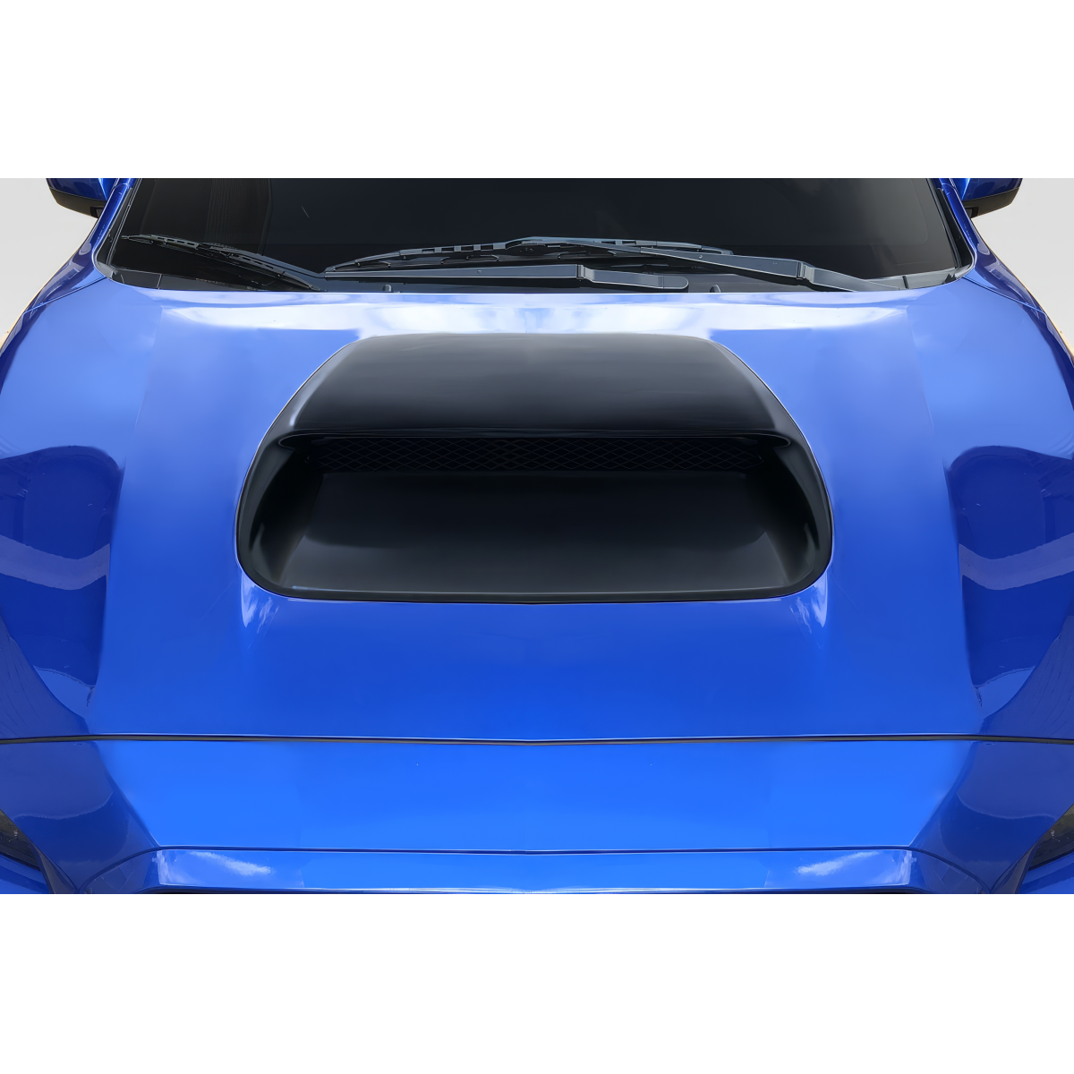 Modify your Subaru Impreza 2015 with our Exterior/Hoods - Top down view of hood scoop on blue vehicle