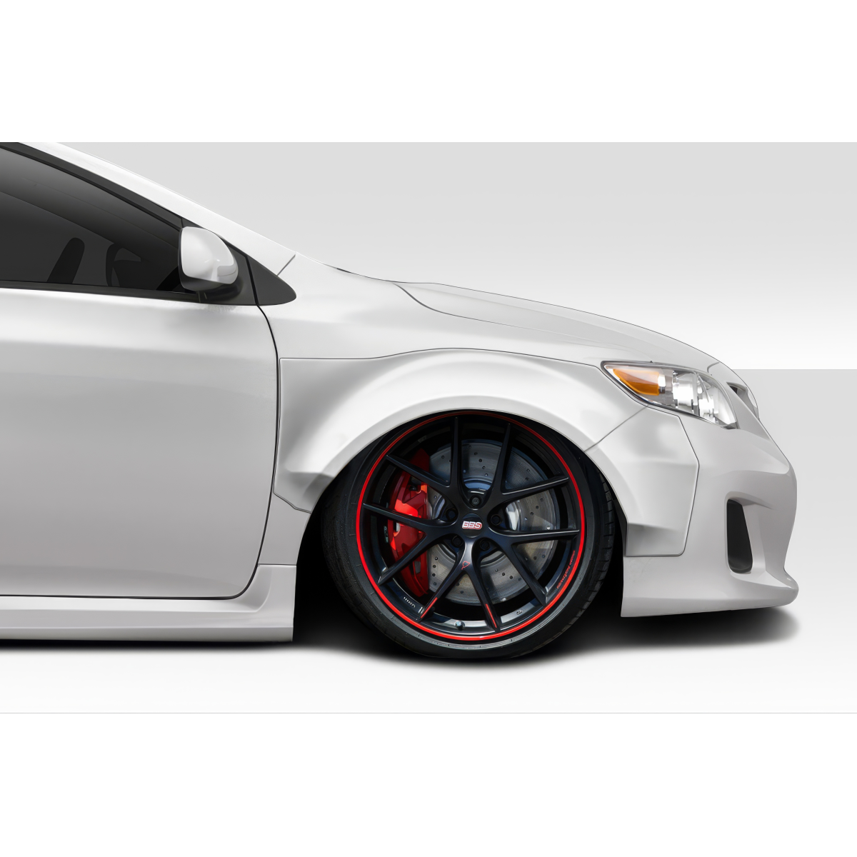 Modify your Toyota Corolla 2009 with our Exterior/Fenders - Image viewed at a side angle showing the fender flares