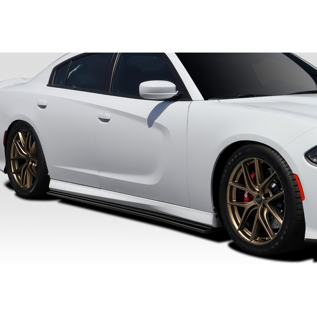 Modify your Dodge Charger 2011 with our Exterior/Side Skirts - Angle showing side low perspective of the vehicle