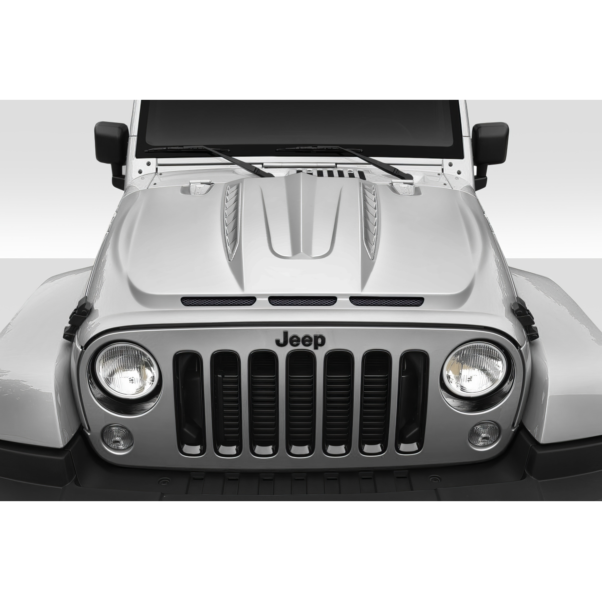 Modify your Jeep Gladiator 2019 with our Exterior/Hoods - Front view of Jeep Gladiator at a straight angle