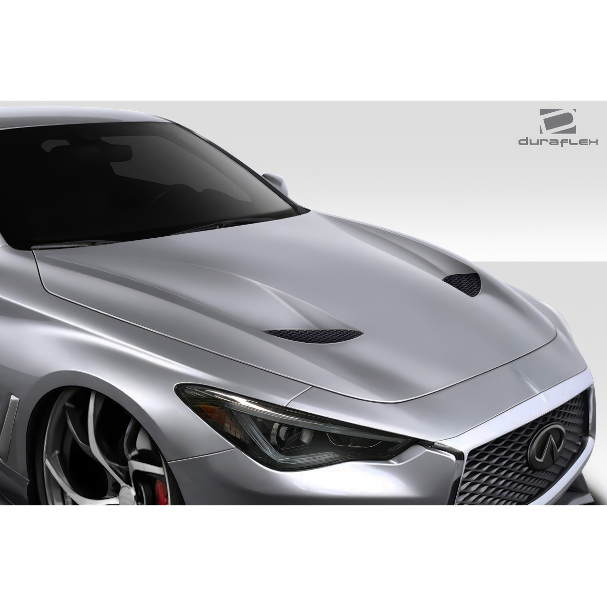 Modify your Infiniti Q60 2017 with our Exterior/Hoods - Frontal angle showing hood design features