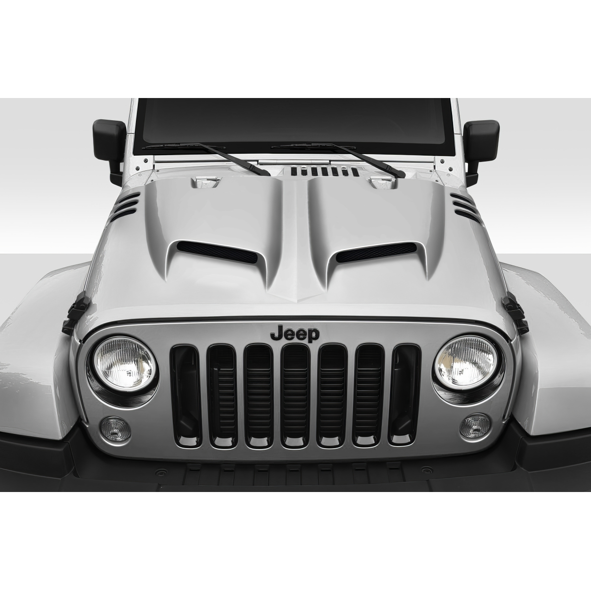 Modify your Jeep Wrangler 2007 with our Exterior/Hoods - Front view of Jeep Wrangler hood at eye level