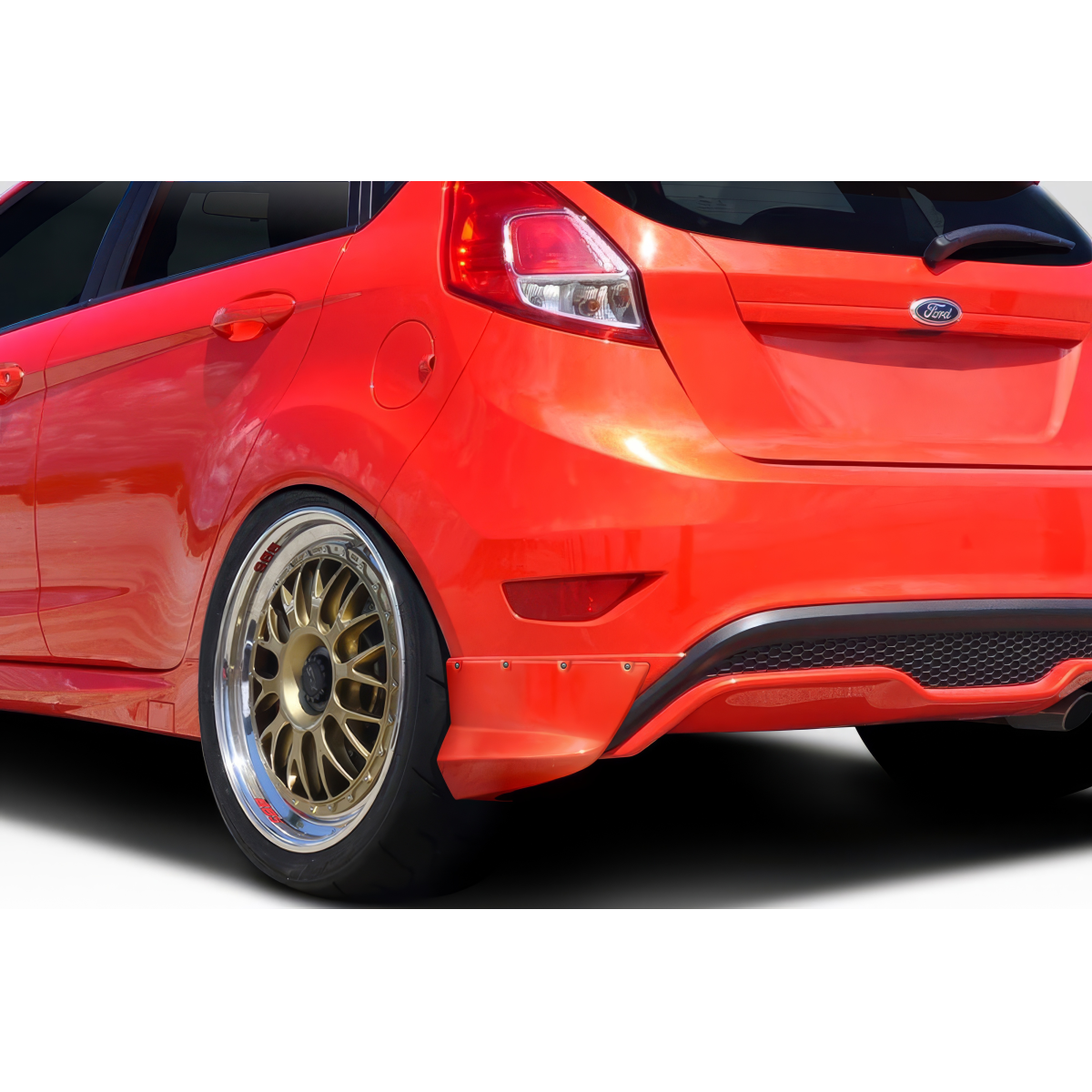 Modify your Ford Fiesta 2014 with our Exterior/Rear Bumpers or Lips - Image shows rear angle of a Ford Fiesta