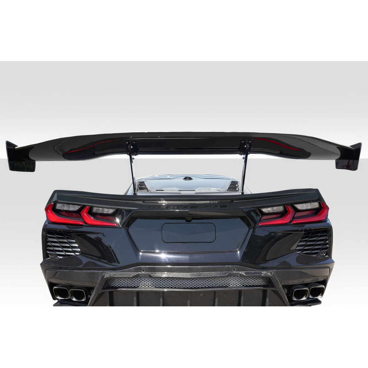 Modify your Chevrolet Corvette 2020 with our Exterior/Wings - Rear view angle of vehicle with wing attached