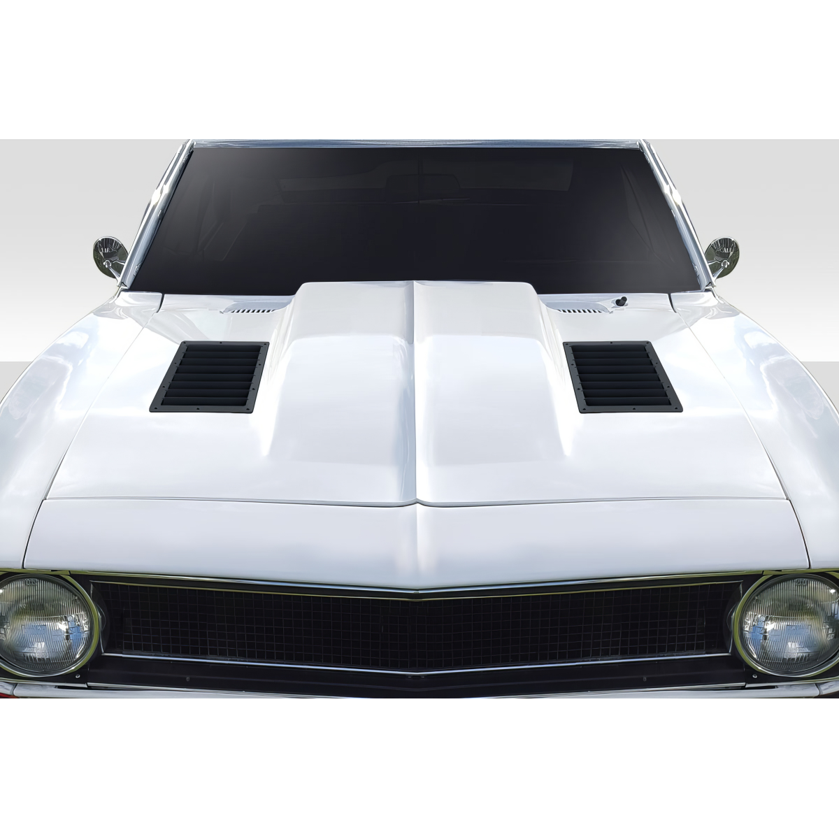 Modify your Chevrolet Camaro 1967 with our Exterior/Hoods - Front view of car hood with vents