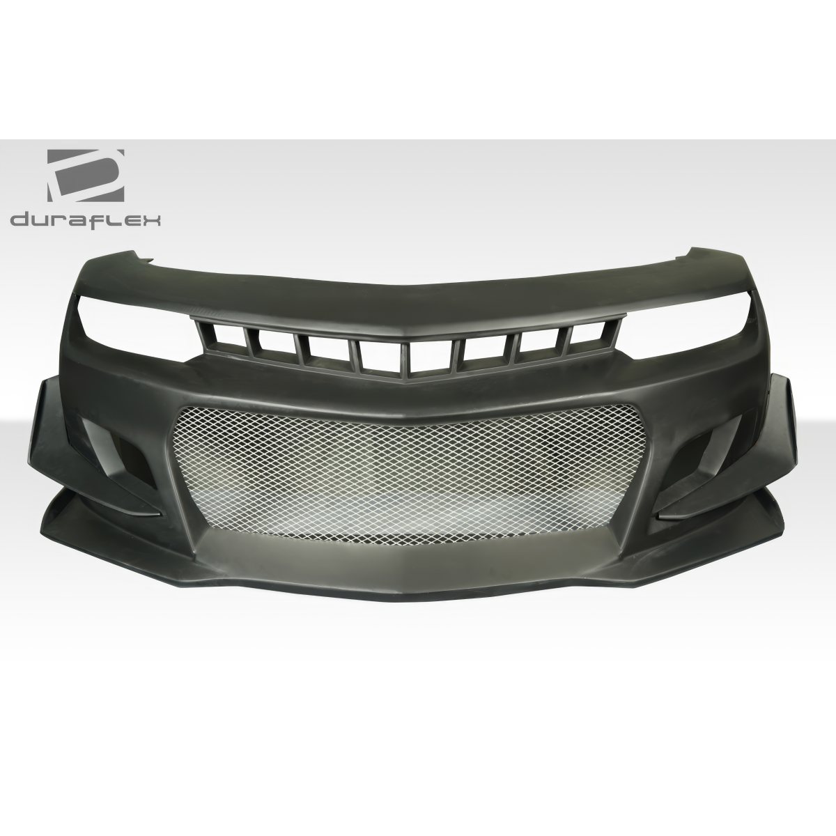 Modify your Chevrolet Camaro 2014 with our Exterior/Front Bumpers or Lips - Front view of a car bumper at head-on angle