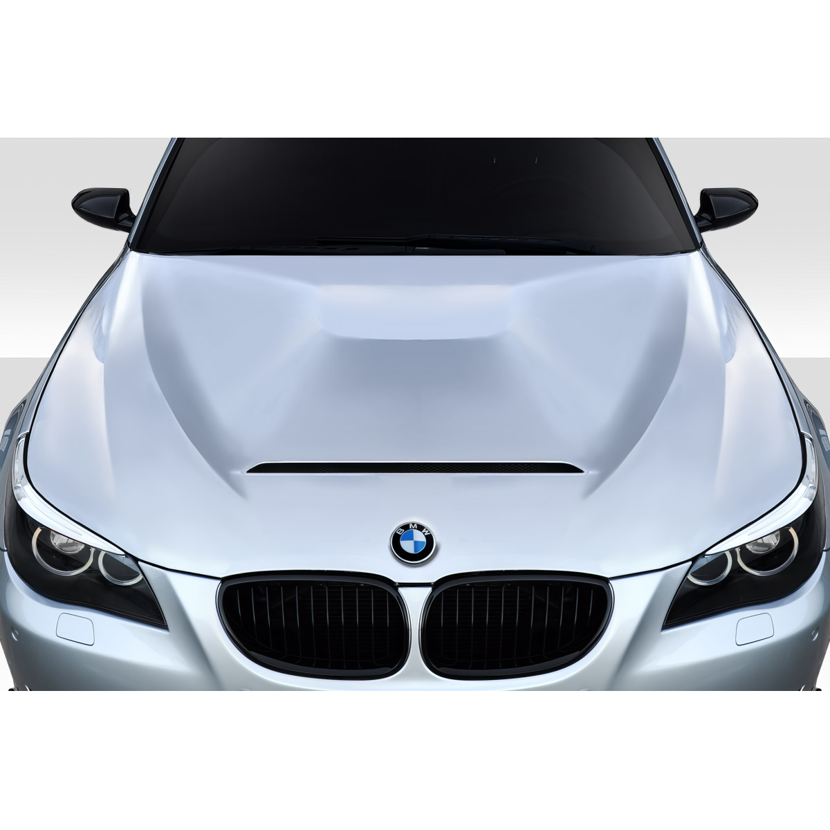 Modify your BMW 5-Series 2004 with our Exterior/Hoods - Top view of car hood at a slight angle