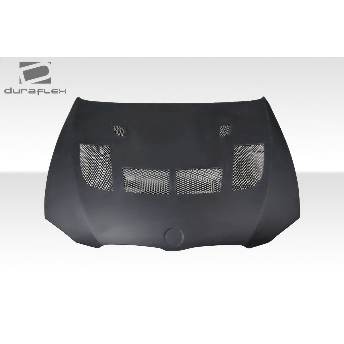 Modify your BMW M3 2008 with our Exterior/Hoods - Front view of a car hood at a straight angle