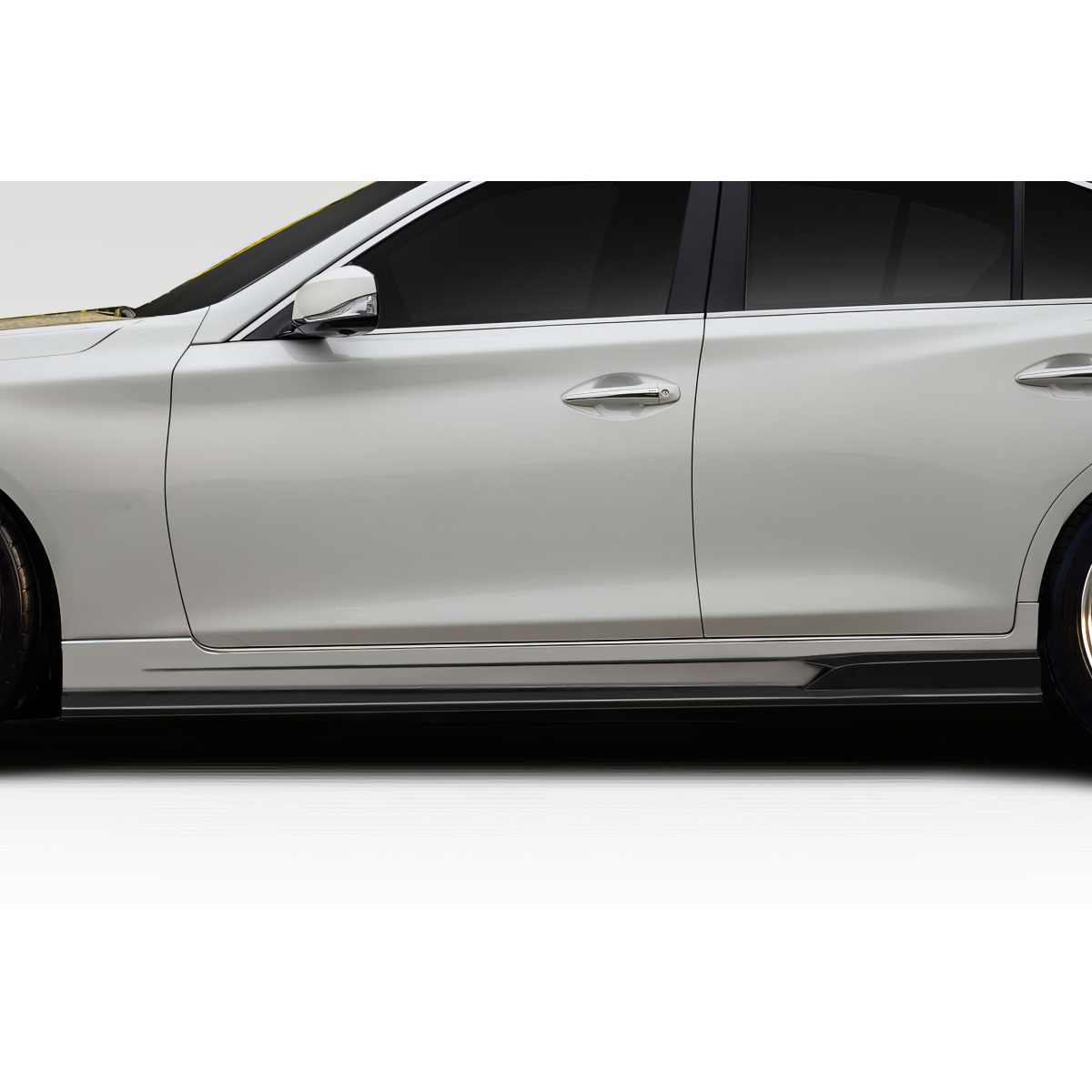 Modify your Infiniti Q50 2014 with our Exterior/Side Skirts - Side view angle showing vehicle body details