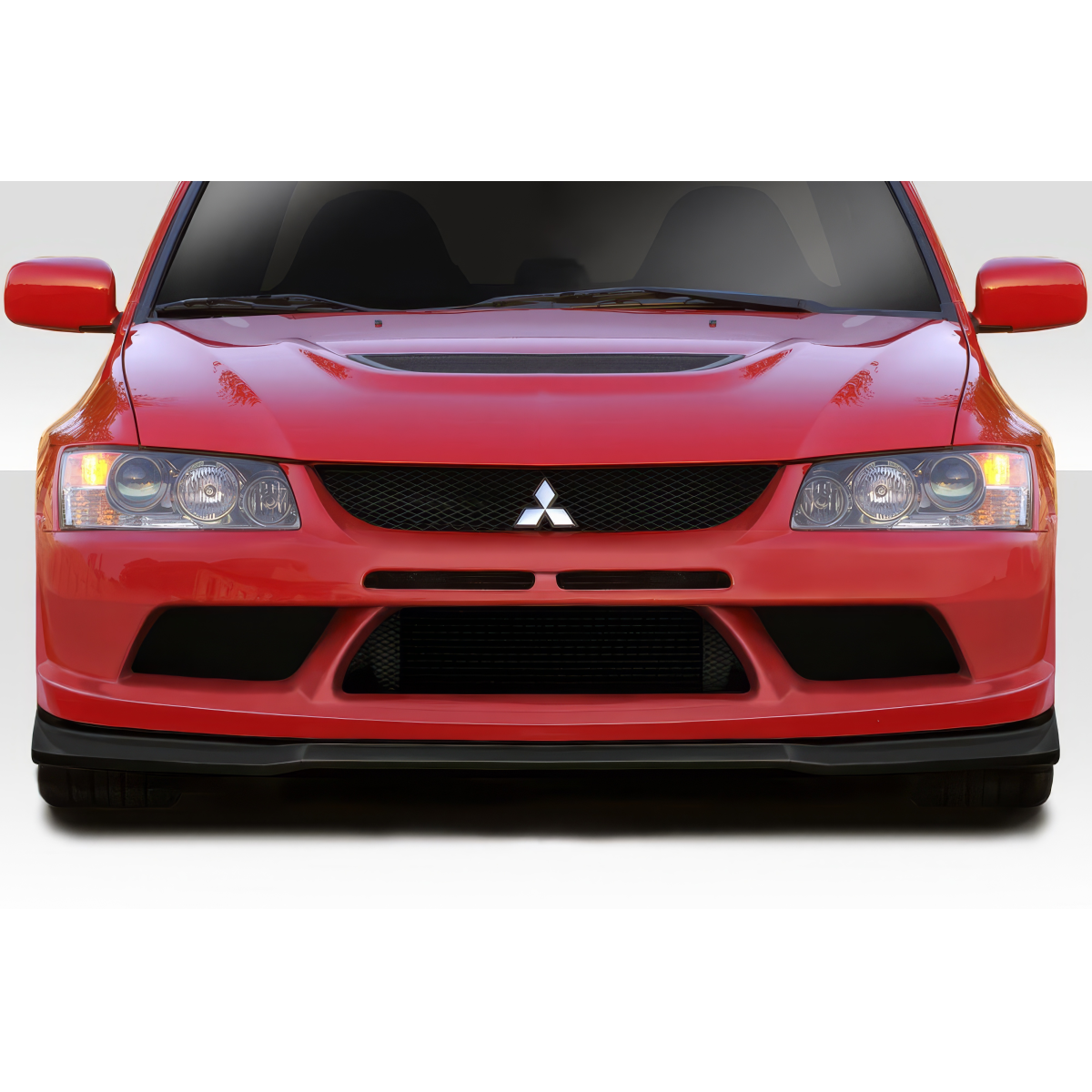 Modify your Mitsubishi Evolution 2003 with our Exterior/Front Bumpers or Lips - Front view at zero degrees angle